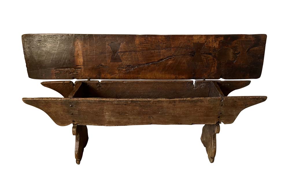 18th Century Fruitwood Lidded Bench Coffer - Decorative Antique Furniture - English Antiques - Coffers -Storage Antiques - Antique Bench - Antique Coffer - Antique Trunk - Rustic Antiques - Antue Seating - Antique Shops Tetbury - Country House Antiques - Farmhouse Antiques - adpsantiques - AD & PS Antiques