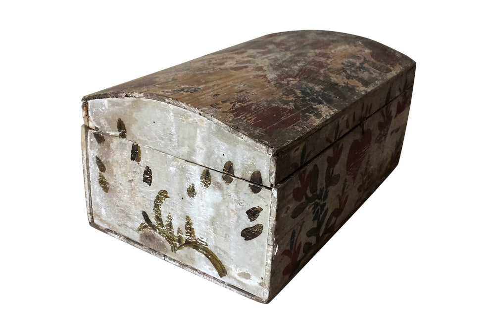 French 19th century Painted Marriage Box-Painted Coffer-Decorative Accessories-French Antiques-Folk Art-Storage Furniture-Decorative Boxes-AD & PS Antiques