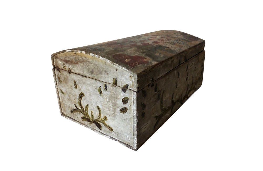 French 19th century Painted Marriage Box-Painted Coffer-Decorative Accessories-French Antiques-Folk Art-Storage Furniture-Decorative Boxes-AD & PS Antiques