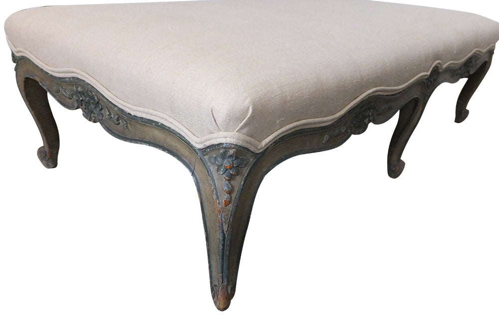 Long Louis XV Revival Footstool-Seating-Footstool-French Antiques-Painted 19th Century Antique Footstool-AD & PS Antiques