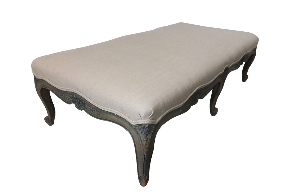 Long Louis XV Revival Footstool-Seating-Footstool-French Antiques-Painted 19th Century Antique Footstool-AD & PS Antiques