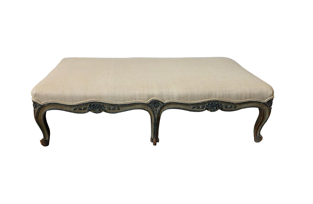 Long Louis XV Revival Footstool-Seating-Footstool-French Antiques-Painted 19th Century Antique Footstool-AD & PS Antiques