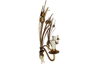 PAIR OF GILT METAL BULRUSH WALL LIGHTS
