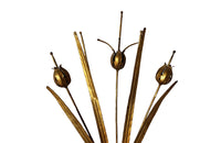 PAIR OF GILT METAL BULRUSH WALL LIGHTS