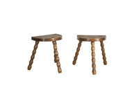 French bobbin milking stools - Vintage wooden stools - demi lune tripod stools - Decorative Antique Furniture - AD & PS Antiques