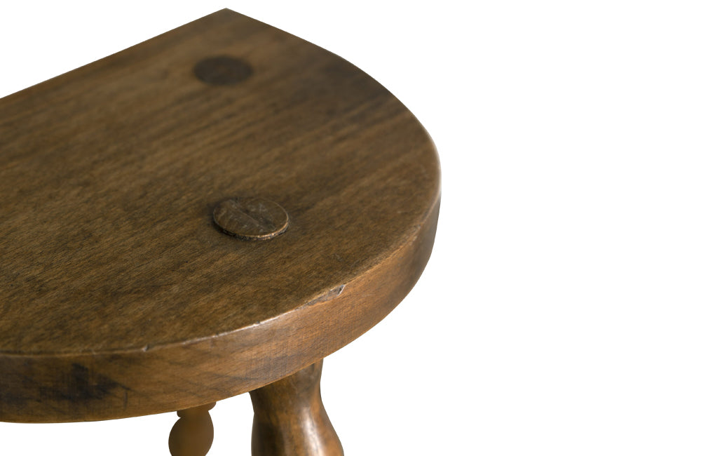 French bobbin milking stools - Vintage wooden stools - demi lune tripod stools - Decorative Antique Furniture - AD & PS Antiques