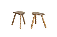 French bobbin milking stools - Vintage wooden stools - demi lune tripod stools - Decorative Antique Furniture - AD & PS Antiques