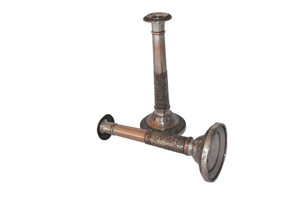 Pair of Neo Classical Revival Candlesticks-19th Century Silverplate Candlesticks-Antique Candle Holders-Decorative Accessories-French Antiques-AD & PS Antiques