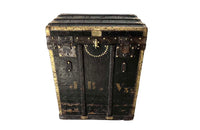 Studded Black Travelling Trunk By Parvy-Vernon - Decorative Antiques - French Antique Furniture - French Antiques - Antique Luggage - Antique Trunk - AD & PS Antiques