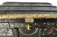 Studded Black Travelling Trunk By Parvy-Vernon - Decorative Antiques - French Antique Furniture - French Antiques - Antique Luggage - Antique Trunk - AD & PS Antiques