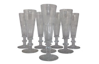 Set of Eight Antiques Crystal Champagne Flutes-French Antiques-Antiques Glassware-Champagne Flutes-French Champagne Glasses-AD & PS Antiques
