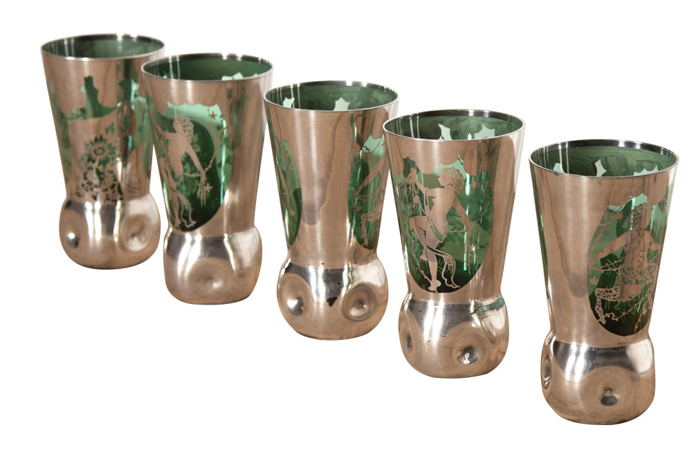 Set of Five Murano Highball Glasses - Venetian Glasses - Vintage Drinking Glasses - Murano Glass – Satyre – Nymph - Italian Antiques - Italian Vintage Glases - Decorative Accessories -AD & PS Antiques