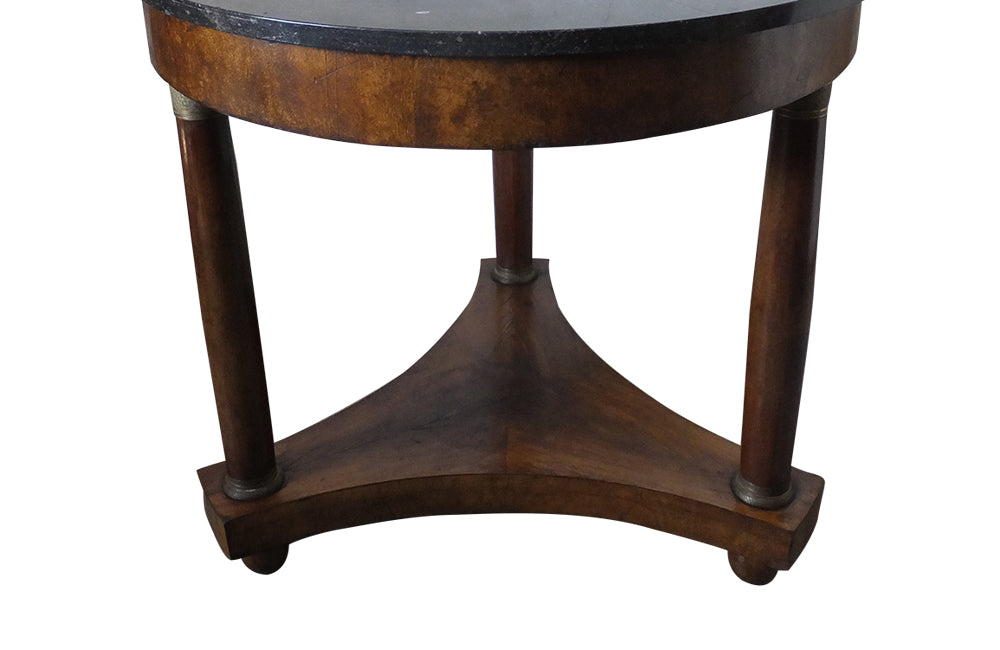 Antique French empire revival Gueridon table with circular black Belgian marble top - Antique Side Table