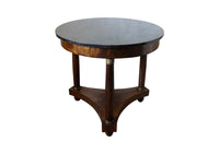 Antique French empire revival Gueridon table with circular black Belgian marble top - Antique Side Table