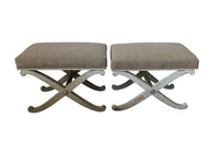 PAIR OF SWEDISH X-FRAME STOOLS