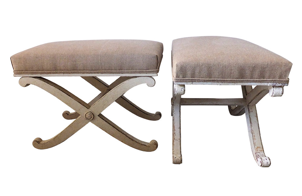 PAIR OF SWEDISH X-FRAME STOOLS