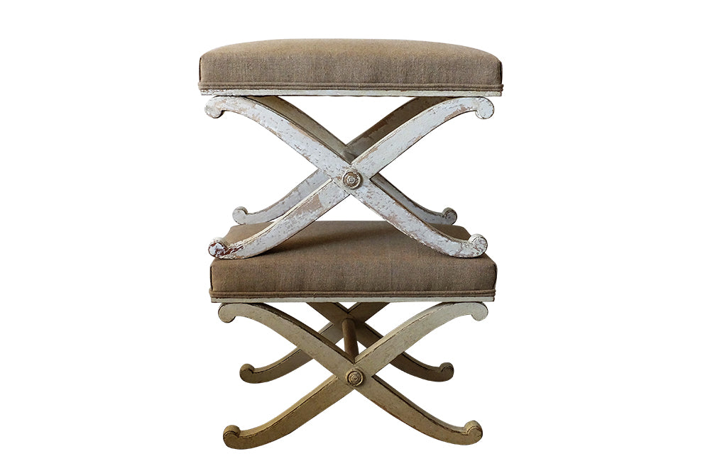 PAIR OF SWEDISH X-FRAME STOOLS