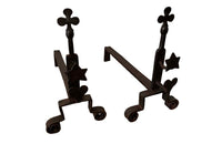 Pair Of Iron Andirons With Hearts Stars & Trefoils - French Antique Accessories - French Decorative Antiques - Fireplace Antiques - Andirons - Firedogs - Fireplace Accessories - Folk Art - Art Populaire - Antique Shops tetbury - adpsantiques - AD & PS Antiques