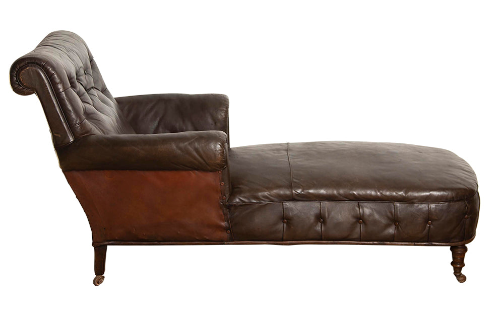 English 19th Century Buttoned Daybed - Antique Daybed - English Antique Daybed – Daybed - Leather Daybed - AD & PS Antiques