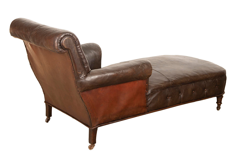 English 19th Century Buttoned Daybed - Antique Daybed - English Antique Daybed – Daybed - Leather Daybed - AD & PS Antiques