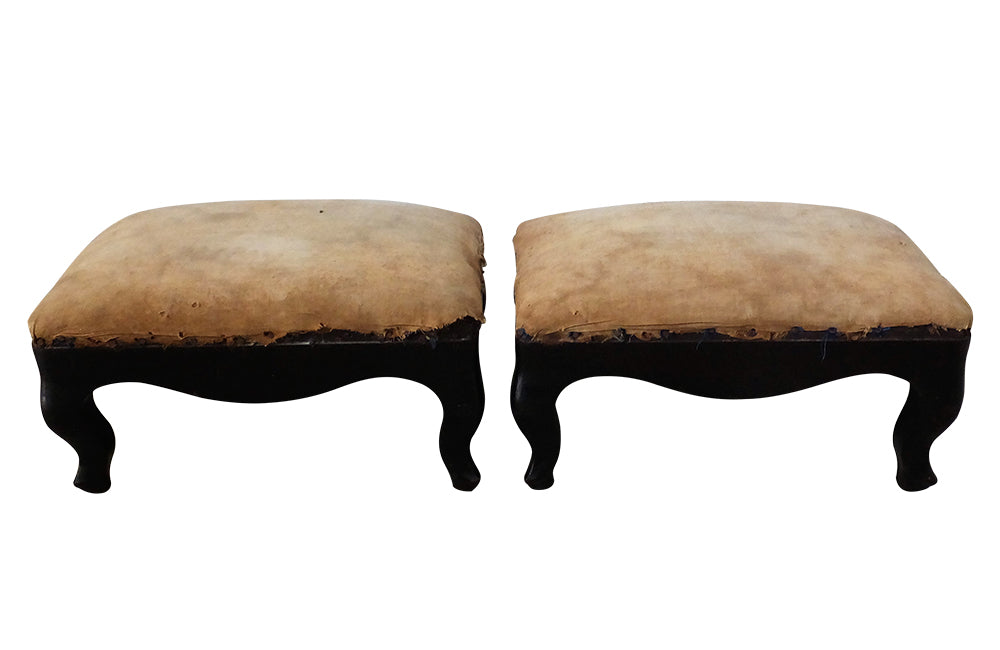 PAIR OF NAPOLEON III FOOTSTOOLS