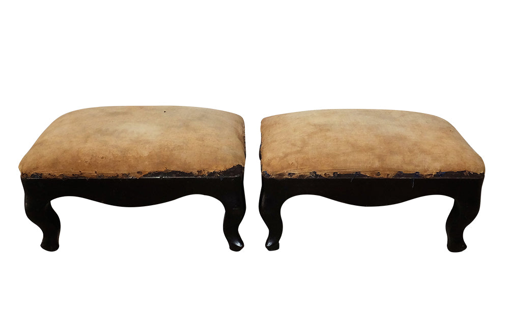 PAIR OF NAPOLEON III FOOTSTOOLS
