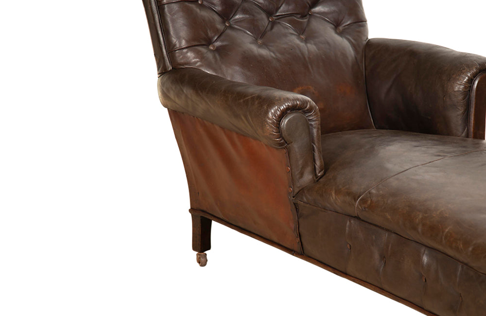 English 19th Century Buttoned Daybed - Antique Daybed - English Antique Daybed – Daybed - Leather Daybed - AD & PS Antiques