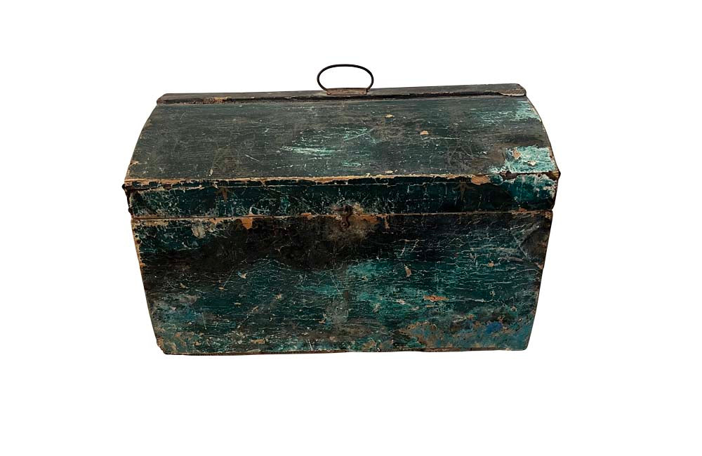 French 19th century Painted Marriage Box - Painted Coffer - Decorative Accessories - French Antiques - Folk Art - Storage Furniture - Decorative Boxes - AD & PS Antiques