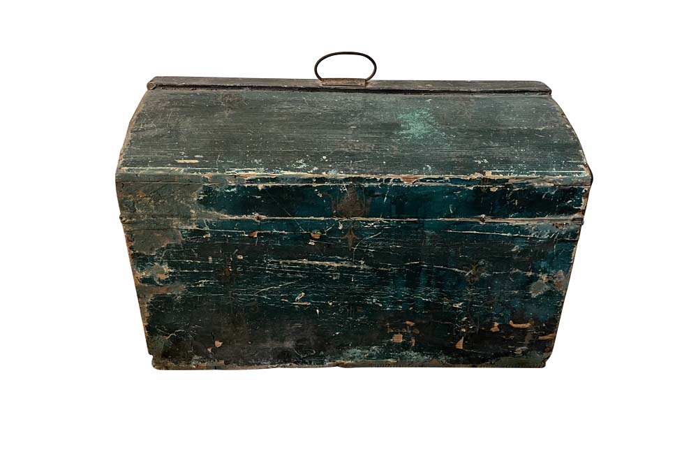 French 19th century Painted Marriage Box - Painted Coffer - Decorative Accessories - French Antiques - Folk Art - Storage Furniture - Decorative Boxes - AD & PS Antiques
