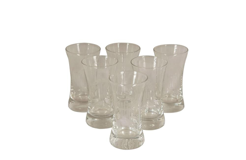 SIX FRENCH BISTRO ADVERTISING GLASSES