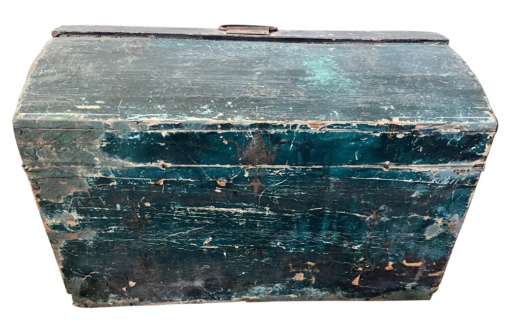 French 19th century Painted Marriage Box - Painted Coffer - Decorative Accessories - French Antiques - Folk Art - Storage Furniture - Decorative Boxes - AD & PS Antiques