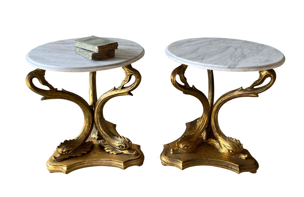 Pair Of Dolphin Side Tables - Italian Decorative Antiques - Mid Century Furniture - Side Tables - End Tables - Pair of Nightstands - Bedside Tables - Decorative Antiques - Tables - Antique Shops tetbury - AD & PS Antiques
