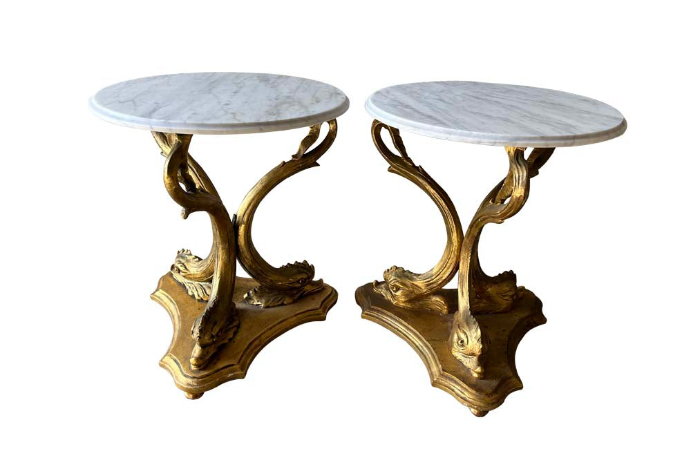 Pair Of Dolphin Side Tables - Italian Decorative Antiques - Mid Century Furniture - Side Tables - End Tables - Pair of Nightstands - Bedside Tables - Decorative Antiques - Tables - Antique Shops tetbury - AD & PS Antiques