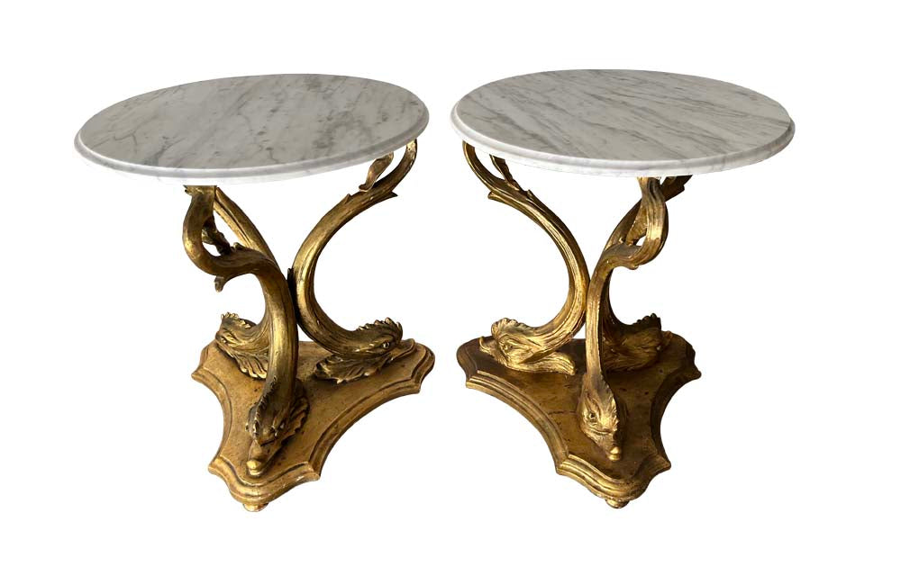 Pair Of Dolphin Side Tables - Italian Decorative Antiques - Mid Century Furniture - Side Tables - End Tables - Pair of Nightstands - Bedside Tables - Decorative Antiques - Tables - Antique Shops tetbury - AD & PS Antiques