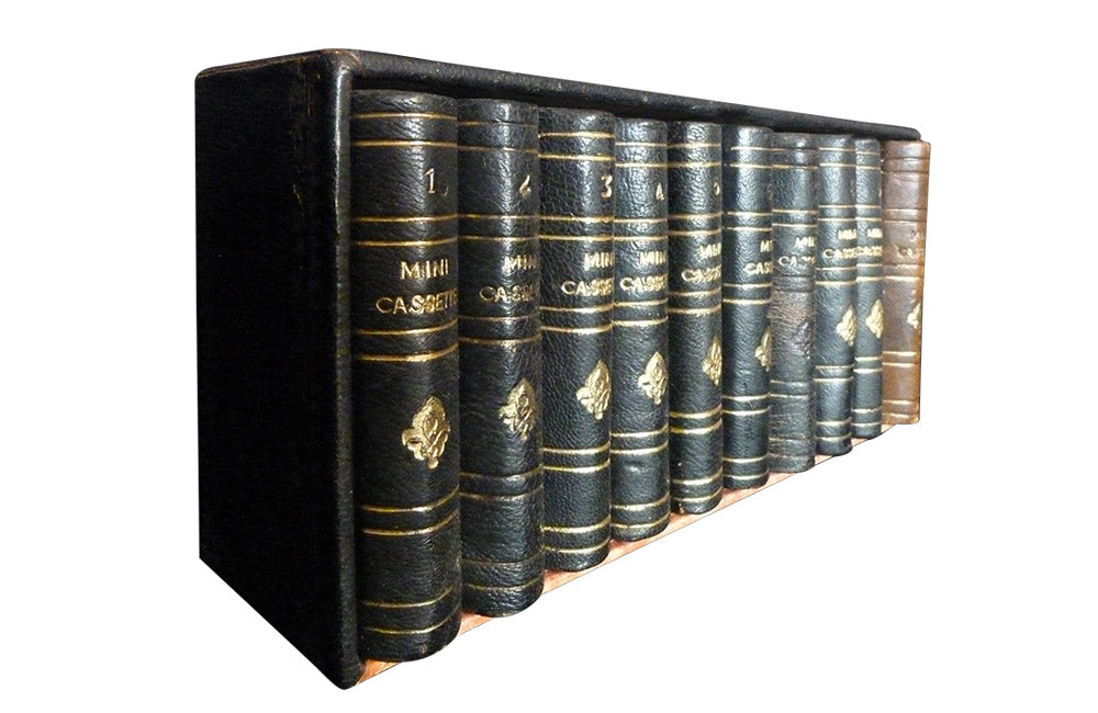 SET OF SMALL LEATHER FAUX BOOK FILES