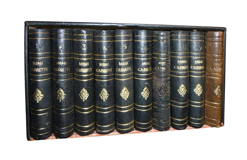 SET OF SMALL LEATHER FAUX BOOK FILES