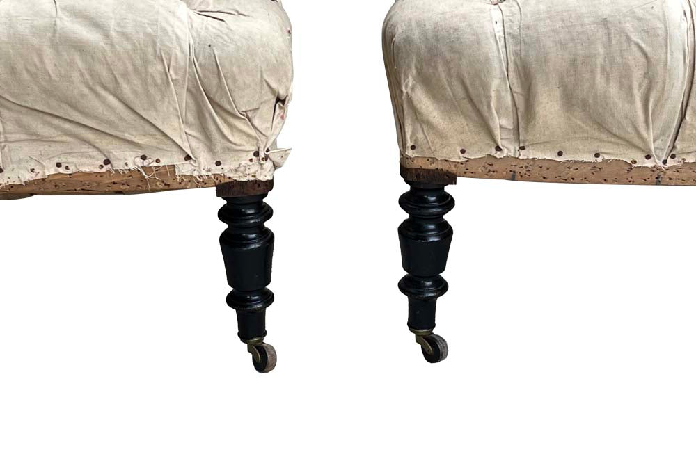 Pair Of French Napoleon III Buttoned Armchairs - Antique Chairs - Antique Armchairs - French Antique Furniture - French Antique Chairs - AD & PS Antiques