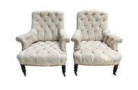 Pair Of French Napoleon III Buttoned Armchairs - Antique Chairs - Antique Armchairs - French Antique Furniture - French Antique Chairs - AD & PS Antiques