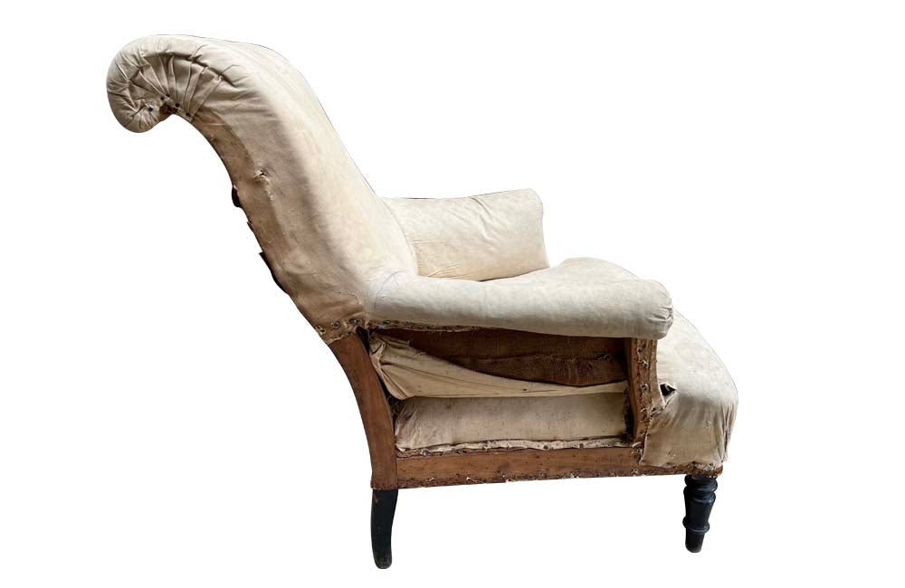 Country house, French, scrolled back two-piece Duchesse Brisée / Daybed. Antique Chairs - Antique Armchair - French Antique Chairs - French Antique Furniture - AD & PS Antiques