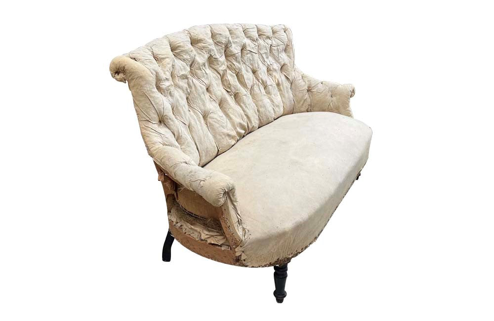 French Napoleon Buttoned Sofa - Antique Sofa - French Antique Furniture - AD & PS Antiques