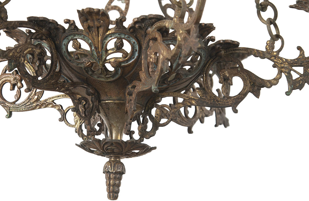 French neogothic revival chandelier - Ecclesiastic hanging light - candle lighting – chandelier - antique lighting - antique chandelier - french antiques - AD & PS Antiques