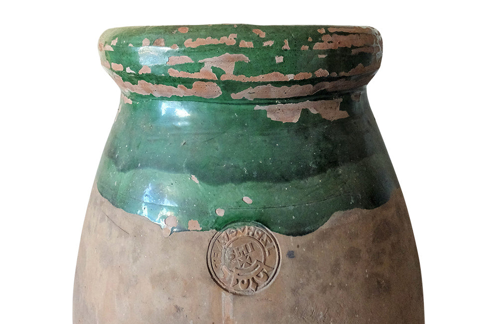 GREEN GLAZED BIOT JARRE