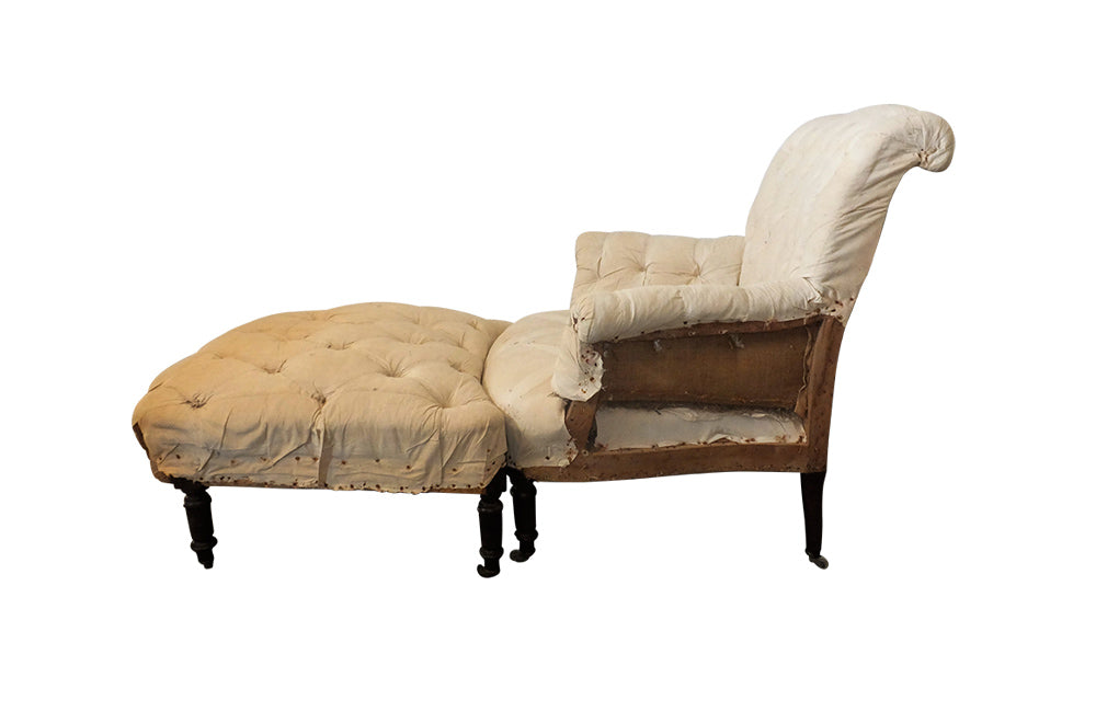 19th Century Scroll Back Buttoned Duchesse Brisee-Two Piece Daybed-Country House Antiques-French Antiques-Antique Armchair-Seating-Armchairs-Daybeds-AD & PS Antiques