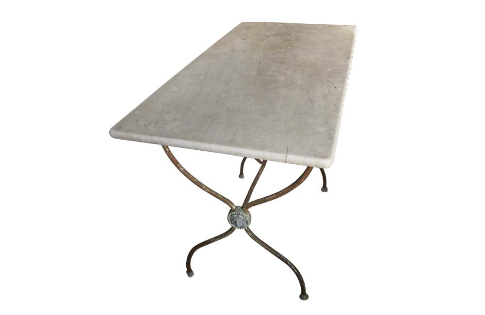 19th Century Neo-Classical Revival Bistro Table - Antique Garden Table - Garden Antiques - Antique Marble Top Table - French Antique Furniture - AD & PS Antiques