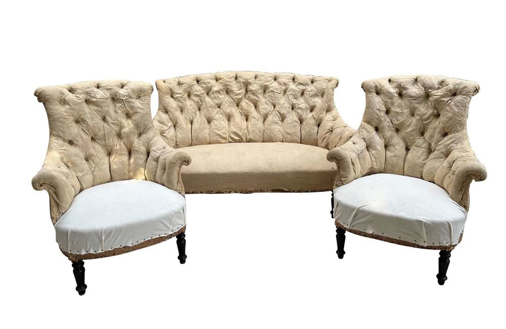 French Napoleon Buttoned Sofa - Antique Sofa - French Antique Furniture - AD & PS Antiques