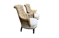 Pair Of French Napoleon III Tufted Armchairs - French Antique Furniture - Antique chairs - Antique Armchairs - French Antique Chairs - Scroll Back Armchairs - Antique French Armchairs -  - AD & PS Antiques