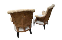 Pair Of French Napoleon III Tufted Armchairs - French Antique Furniture - Antique chairs - Antique Armchairs - French Antique Chairs - Scroll Back Armchairs - Antique French Armchairs -  - AD & PS Antiques