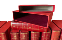COLLECTION OF 85 RED LEATHER FAUX BOOK FILES