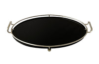 1930s silverplate & glass oval tray - vintage cocktail tray - AD & PS Antiques