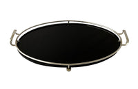 1930s silverplate & glass oval tray - vintage cocktail tray - AD & PS Antiques